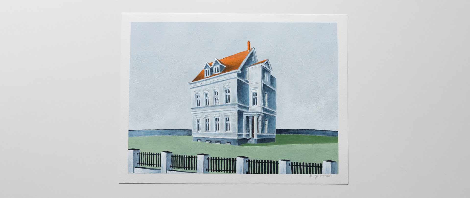 Home; House; Garden; Sky; Alone; Painting; Gouache; Illustration